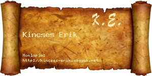 Kincses Erik névjegykártya